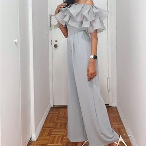 Off shoulder Layered Ruffle Detail Palazzo Jumpsuit